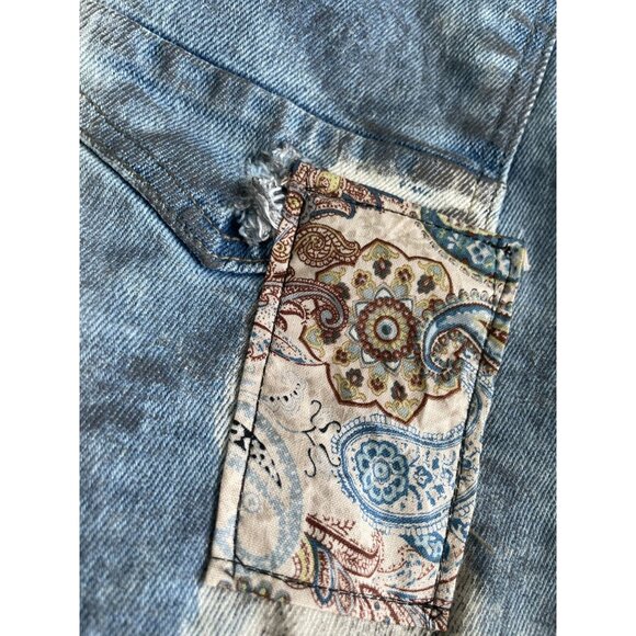 VTG Style FWRD Mens Custom Patchwork by Angelina Vanelli Distressed Denim Shorts - Picture 10 of 13